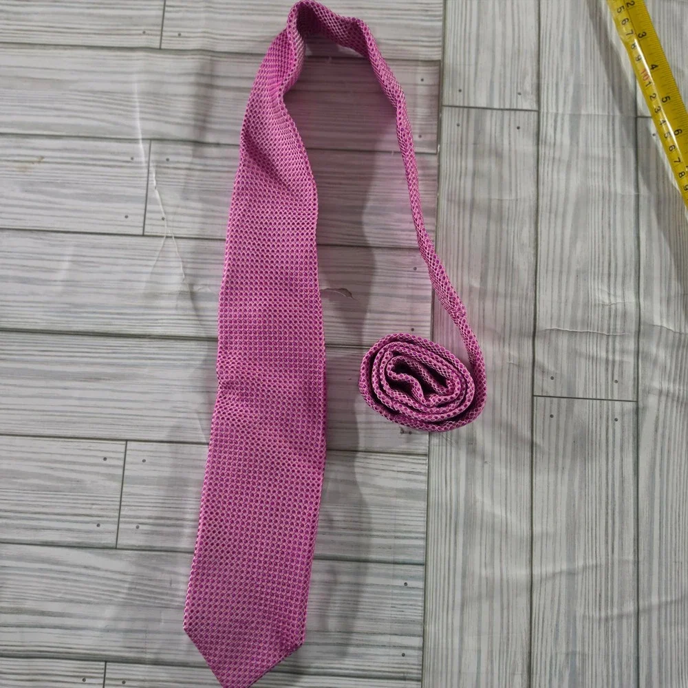 Zianetti Italian Silk Collection Men Pink Purple Textured Micro Dot Necktie